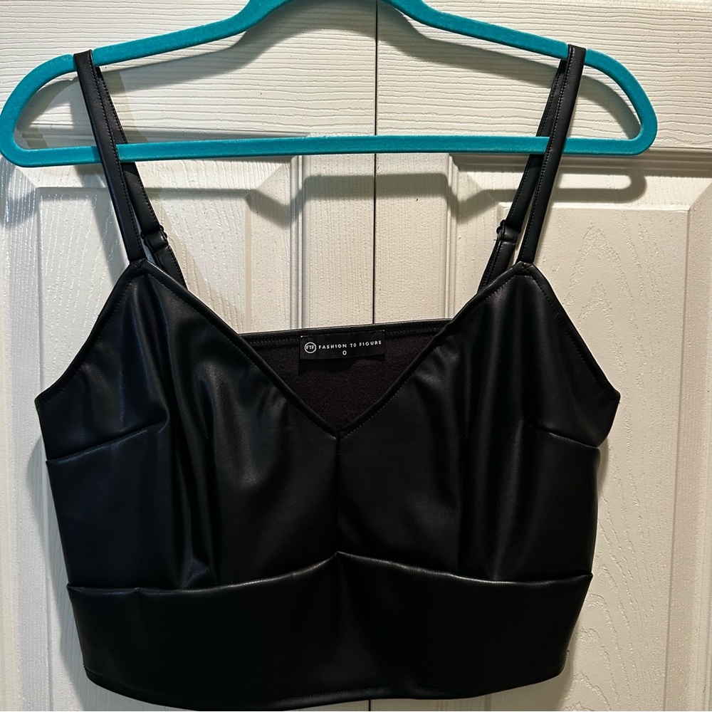 Black Pleather Crop Top